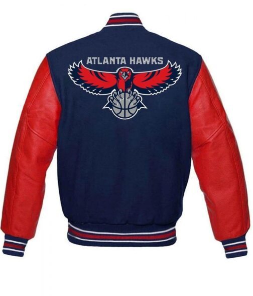 Atlanta Hawks NBA Red and Blue Varsity Jacket - Image 2