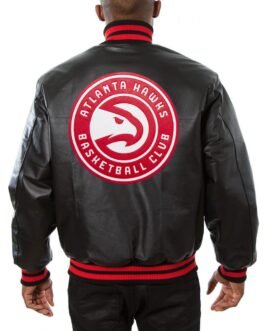 Varsity Atlanta Hawks Black Leather Jacket