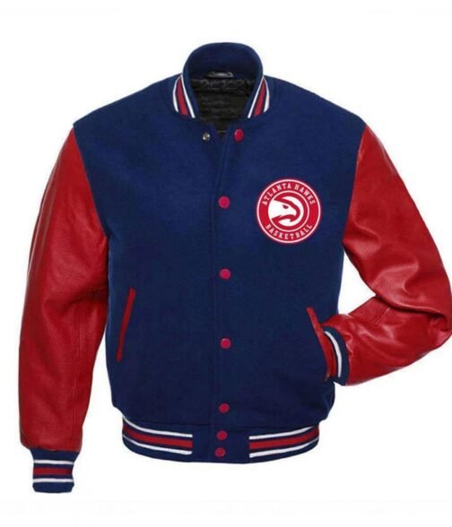 Atlanta Hawks NBA Red and Blue Varsity Jacket