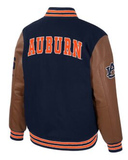 Auburn Tigers Navy and Brown Letterman Jacket