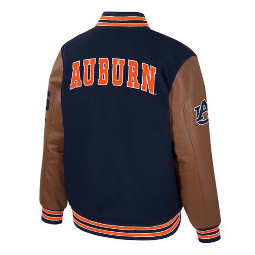Auburn Tigers Navy and Brown Letterman Jacket - Image 2
