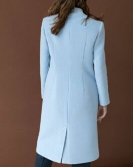 Autumn Baby Blue Double Breasted Wool Coat