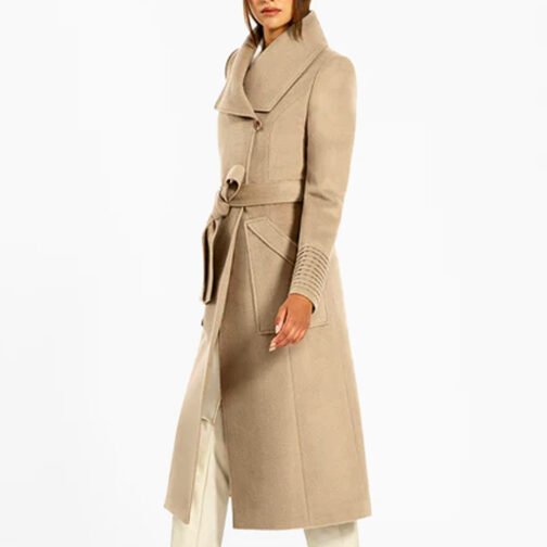 Baby Alpaca Long Wide Collar Wrap Coat - Image 33