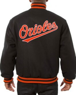 Varsity Baltimore Orioles Embroidered Black Wool Jacket