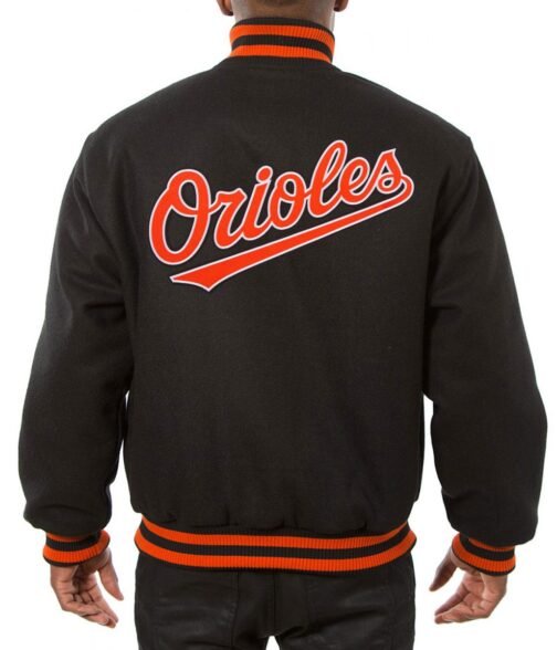 Varsity Baltimore Orioles Embroidered Black Wool Jacket - Image 2