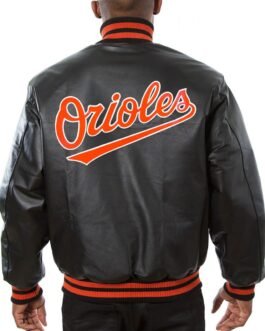 Varsity Baltimore Orioles Black Leather Jacket