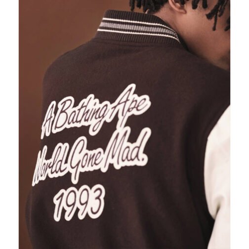 Bape A Bathing Ape Brown Varsity Jacket - Image 5