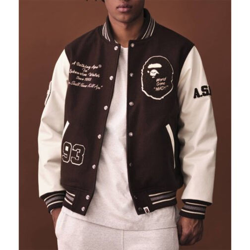 Bape A Bathing Ape Brown Varsity Jacket - Image 4