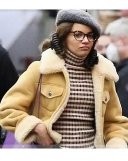 Leslie Grace Batgirl Tan Brown Shearling Leather Jacket