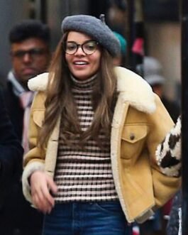 Leslie Grace Batgirl Tan Brown Shearling Leather Jacket