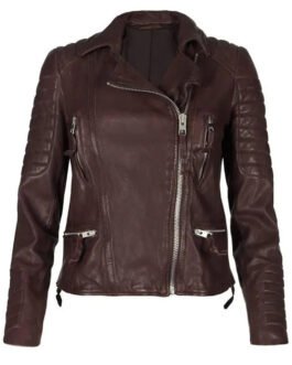 Switched at Birth S05 Vanessa Brown Maroon Leather Jacket
