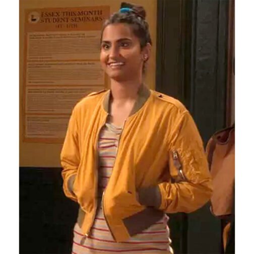Amrit Kaur The Sex Lives of College Girls Yellow Bomber Jacket - Image 8