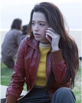 Mikey Madison Better Things S05 Maroon Leather Jacket