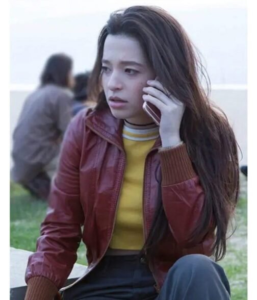 Mikey Madison Better Things S05 Maroon Leather Jacket