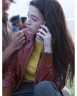 Mikey Madison Better Things S05 Maroon Leather Jacket
