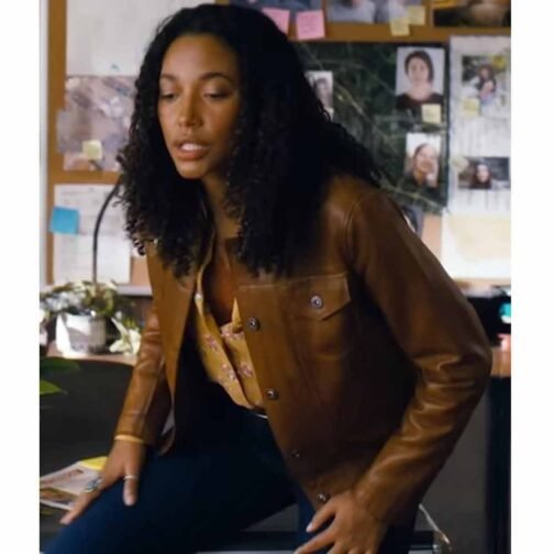 Kylie Bunbury Big Sky Season 3 Brown Leather Jacket - Image 7
