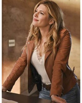 Big Sky S03 Katheryn Winnick Brown Leather Biker Jacket