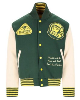BBC Patch-detailed Button-Up Varsity Jacket