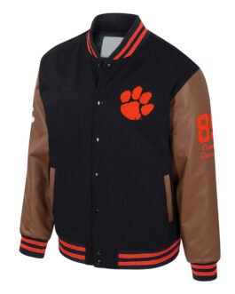 Clemson Tigers Black and Brown Letterman Jacket