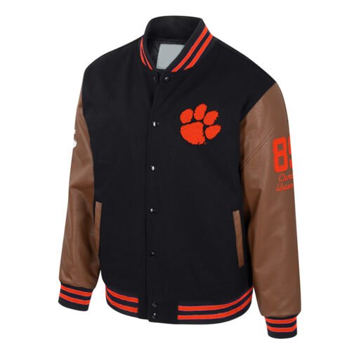Clemson Tigers Black and Brown Letterman Jacket