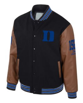 Duke Blue Devils Black and Brown Letterman Jacket