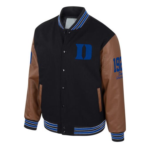 Duke Blue Devils Black and Brown Letterman Jacket
