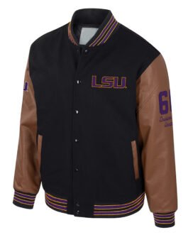 LSU Tigers Black and Brown Letterman Jacket