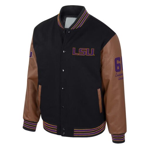 LSU Tigers Black and Brown Letterman Jacket