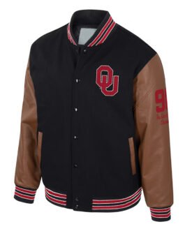 Oklahoma Sooners Black and Brown Letterman Jacket