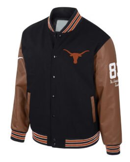 Texas Longhorns Black and Brown Letterman Jacket