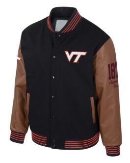 Virginia Tech Hokies Black and Brown Letterman Jacket