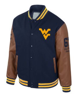 West Virginia Mountaineers Black and Brown Letterman Jacket