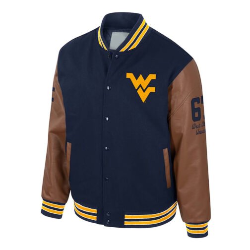 West Virginia Mountaineers Black and Brown Letterman Jacket