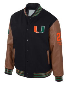 Miami Hurricanes Black and Brown Varsity Jacket