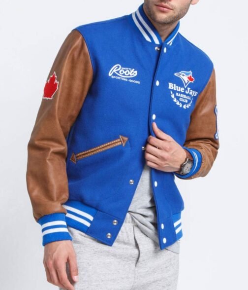 Toronto Blue Jays Letterman  Blue and Brown Jacket - Image 3