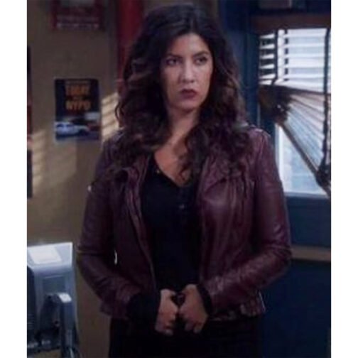 Brooklyn Nine Nine S07 Stephanie Beatriz Leather Hooded Jacket - Image 2