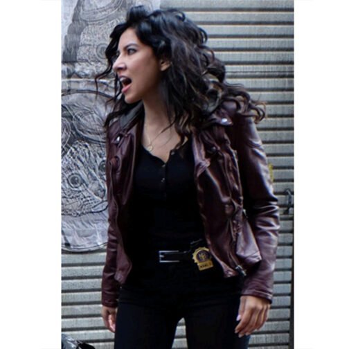 Brooklyn Nine Nine S07 Stephanie Beatriz Leather Hooded Jacket - Image 7