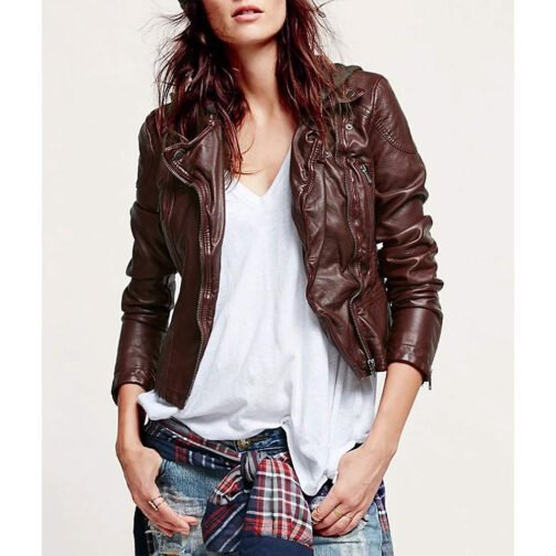 Brooklyn Nine Nine S07 Stephanie Beatriz Leather Hooded Jacket - Image 3