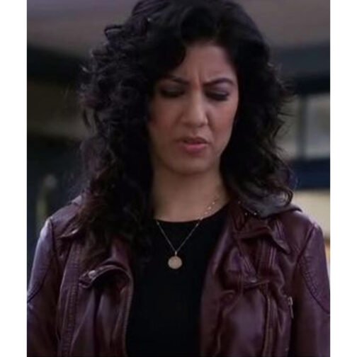 Brooklyn Nine Nine S07 Stephanie Beatriz Leather Hooded Jacket - Image 9