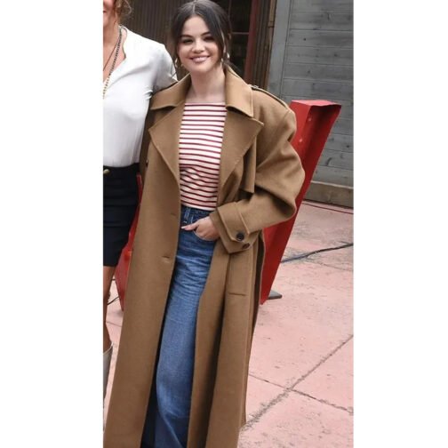 Selena Gomez Brown Trench Coat - Image 7