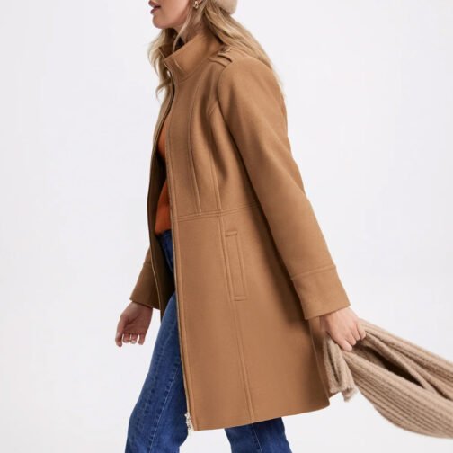 Women’s Wool Zip Front Coat - Image 11