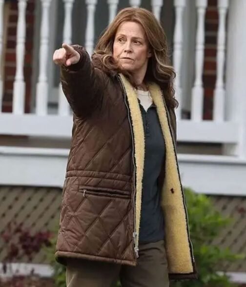 Sigourney Weaver Call Jane Brown Shearling Jacket - Image 3