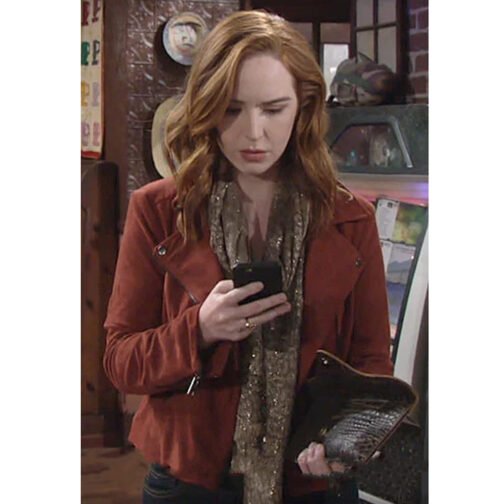 The Young and the Restless Camryn Grimes Suede Brown Jacket - Image 5