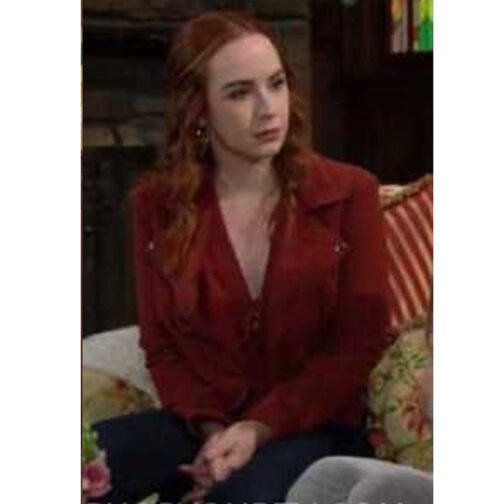 The Young and the Restless Camryn Grimes Suede Brown Jacket - Image 6