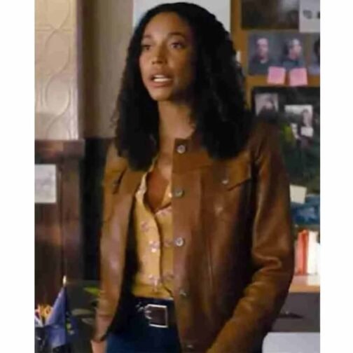 Kylie Bunbury Big Sky Season 3 Brown Leather Jacket - Image 8