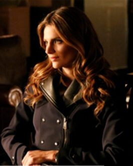 Castle Season 6 Stana Katic Navy Trench Coat