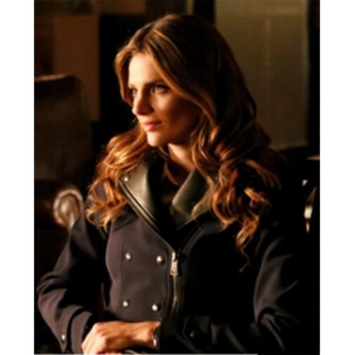 Castle Season 6 Stana Katic Navy Trench Coat - Image 2