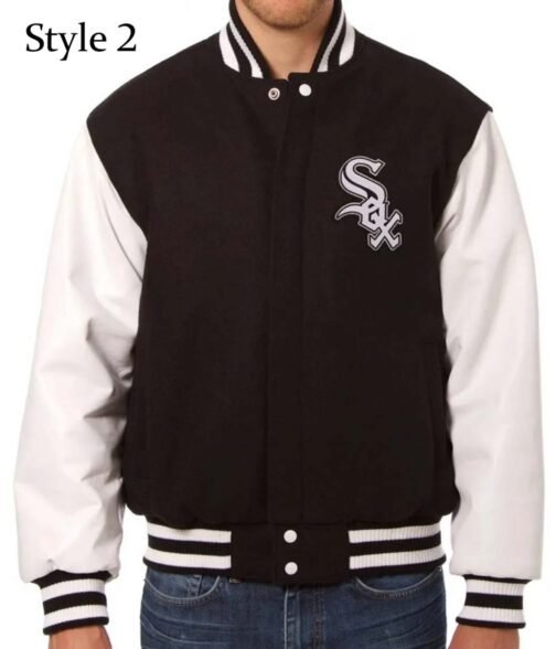 Chicago White Sox MLB Letterman Black and White Jacket - Image 2