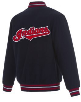 Cleveland Indians Navy Blue Wool Letterman Jacket