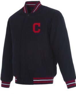 Cleveland Indians Navy Blue Wool Letterman Jacket